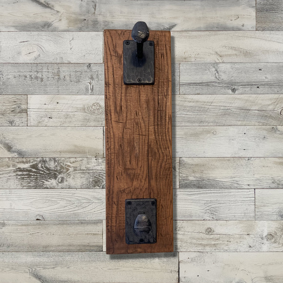 Cowboy Hat Wood Wall Rack with 2 Railroad Stakes in Rustic Farmhouse Style - Picture 1 of 5